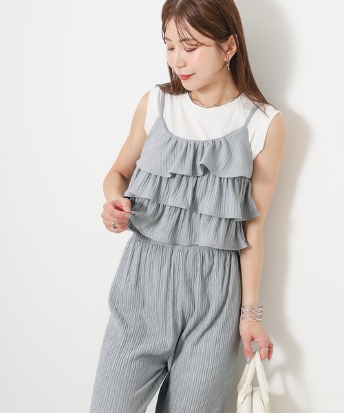 Riberry(リベリー)の「ティアードフリルキャミ × ワイドパンツセットアップ(セットアップ・レディース・イエロー/ピンク/アイボリー/ブラック/ライトブルー・MEDIUM)」の22枚目の写真