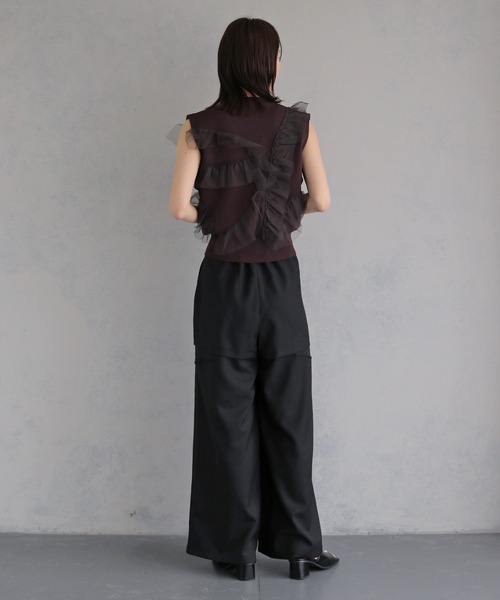 &g'aime（アンジェム）の「【&ｇ'aime 】チュールラッフルニットベスト　Tulle Ruffle Knit Vest（ベスト・レディース・アイボリー/ブラック/ブラウン・FREE）」の20枚目の写真