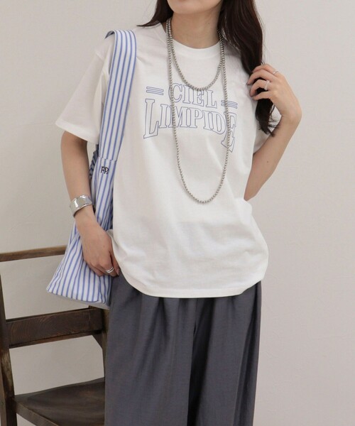 fredy emue(フレディエミュ)の「アウトラインロゴTシャツ(Tシャツ/カットソー・レディース・チャコールグレー/ネイビー/オフホワイト・38)」の13枚目の写真