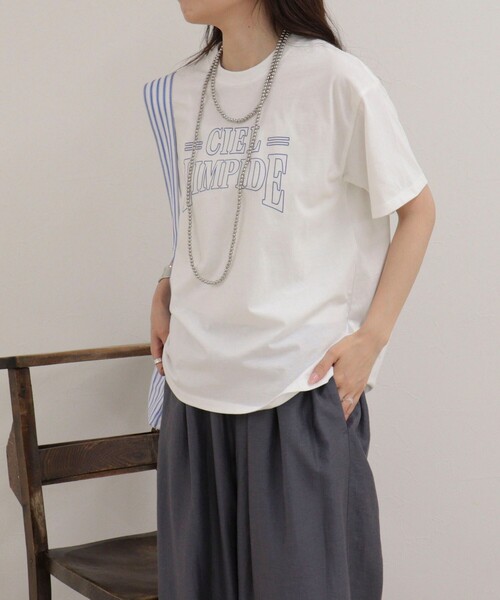 fredy emue(フレディエミュ)の「アウトラインロゴTシャツ(Tシャツ/カットソー・レディース・チャコールグレー/ネイビー/オフホワイト・38)」の12枚目の写真