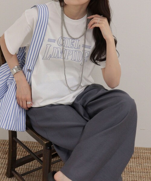 fredy emue(フレディエミュ)の「アウトラインロゴTシャツ(Tシャツ/カットソー・レディース・チャコールグレー/ネイビー/オフホワイト・38)」の10枚目の写真