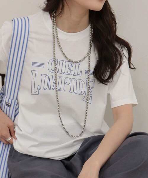 fredy emue(フレディエミュ)の「アウトラインロゴTシャツ(Tシャツ/カットソー・レディース・チャコールグレー/ネイビー/オフホワイト・38)」の8枚目の写真