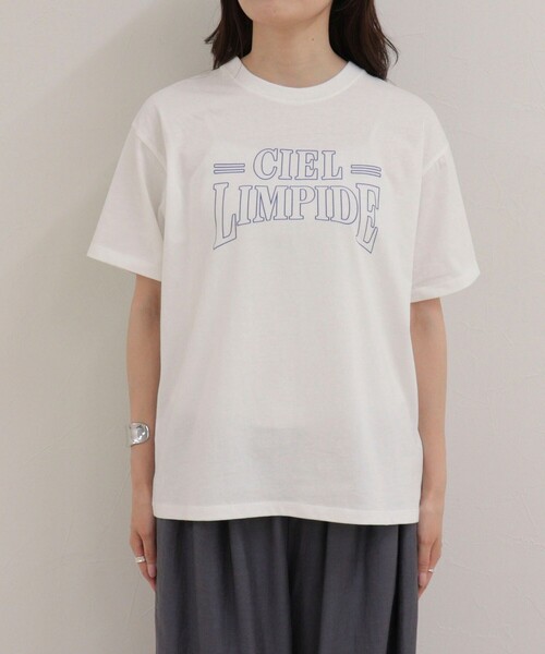 fredy emue(フレディエミュ)の「アウトラインロゴTシャツ(Tシャツ/カットソー・レディース・チャコールグレー/ネイビー/オフホワイト・38)」の7枚目の写真