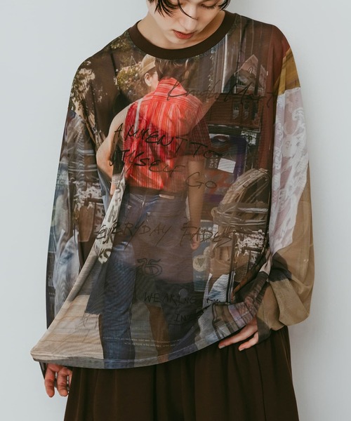 Knuth Marf(クヌースマーフ)の「【Knuth Marf】クヌースマーフ oji sheer long-sleeve tee(Tシャツ/カットソー・レディース・マルチ・FREE)」の2枚目の写真