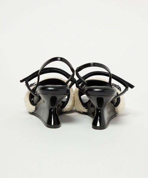 SY UNITED ARROWS(シーユナイテッドアローズ)の「<SY>ボア ウェッジバックベルト サンダル60↑(サンダル・レディース・ブラック/オフホワイト・22cm/22.5cm/23cm/23.5cm/24cm/24.5cm/25cm)」の3枚目の写真