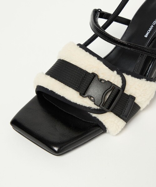 SY UNITED ARROWS(シーユナイテッドアローズ)の「<SY>ボア ウェッジバックベルト サンダル60↑(サンダル・レディース・ブラック/オフホワイト・22cm/22.5cm/23cm/23.5cm/24cm/24.5cm/25cm)」の6枚目の写真