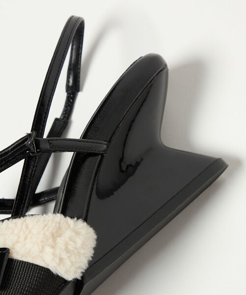 SY UNITED ARROWS(シーユナイテッドアローズ)の「<SY>ボア ウェッジバックベルト サンダル60↑(サンダル・レディース・ブラック/オフホワイト・22cm/22.5cm/23cm/23.5cm/24cm/24.5cm/25cm)」の7枚目の写真
