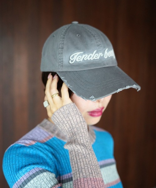 SANSeLF(サンセルフ)の「【SANSeLF】ヴィンテージロゴダメージキャップ saa26s085(キャップ・レディース・グレー/ピンク/ベージュ・FREE)」の2枚目の写真