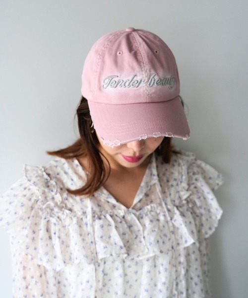 SANSeLF(サンセルフ)の「【SANSeLF】ヴィンテージロゴダメージキャップ saa26s085(キャップ・レディース・グレー/ピンク/ベージュ・FREE)」の10枚目の写真