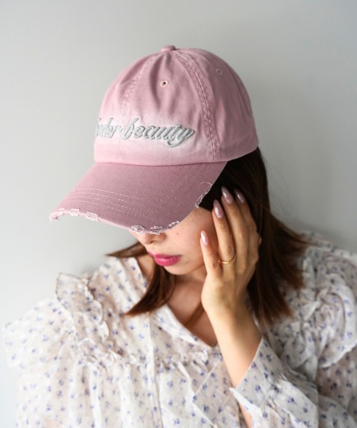 SANSeLF(サンセルフ)の「【SANSeLF】ヴィンテージロゴダメージキャップ saa26s085(キャップ・レディース・グレー/ピンク/ベージュ・FREE)」の11枚目の写真