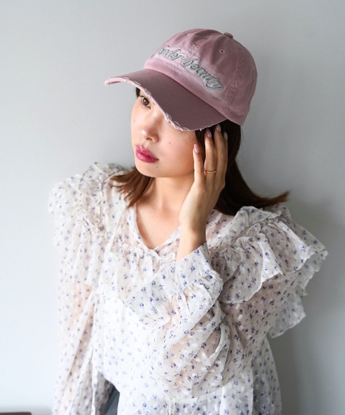SANSeLF(サンセルフ)の「【SANSeLF】ヴィンテージロゴダメージキャップ saa26s085(キャップ・レディース・グレー/ピンク/ベージュ・FREE)」の9枚目の写真