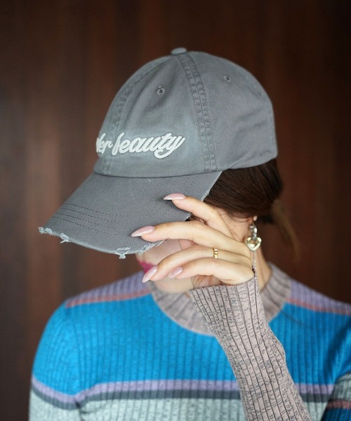 SANSeLF(サンセルフ)の「【SANSeLF】ヴィンテージロゴダメージキャップ saa26s085(キャップ・レディース・グレー/ピンク/ベージュ・FREE)」の15枚目の写真
