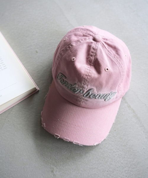 SANSeLF(サンセルフ)の「【SANSeLF】ヴィンテージロゴダメージキャップ saa26s085(キャップ・レディース・グレー/ピンク/ベージュ・FREE)」の4枚目の写真