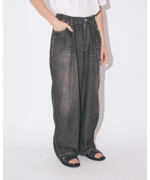 beautiful people(ビューティフルピープル)の「left hand twilldenim wide pants vintage beautiful peopleM(デニムパンツ・メンズ・ブラック・38/40/42)」の1枚目の写真