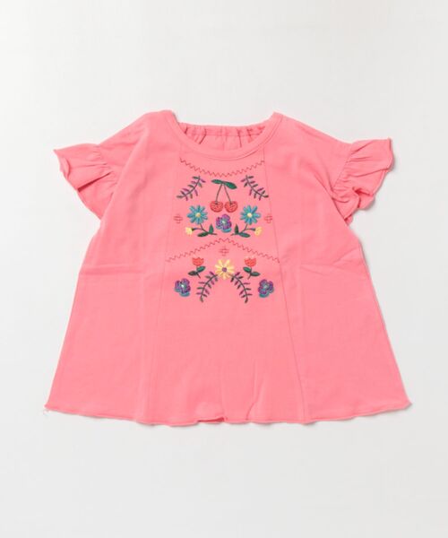 HAKKA BABY（ハッカベビー）の「[ベビー]フレア袖Tシャツ（Tシャツ/カットソー・キッズ・ホワイト/ピンク・L）」の2枚目の写真