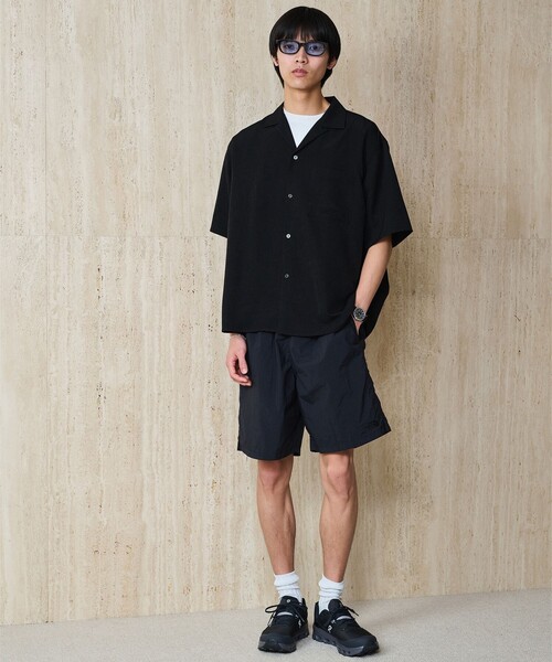green label relaxing（グリーンレーベルリラクシング）の「スラブ オープンカラー 半袖 シャツ（シャツ/ブラウス・メンズ・ブラック/モカ/ナチュラル・L/XL/S/M）」の4枚目の写真