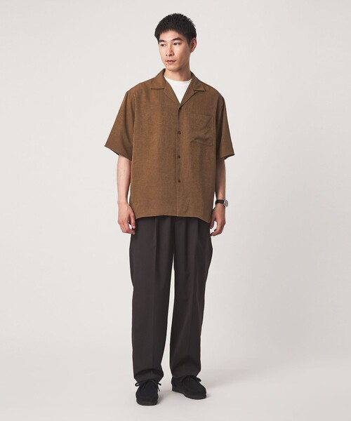 green label relaxing（グリーンレーベルリラクシング）の「スラブ オープンカラー 半袖 シャツ（シャツ/ブラウス・メンズ・ブラック/モカ/ナチュラル・L/XL/S/M）」の7枚目の写真
