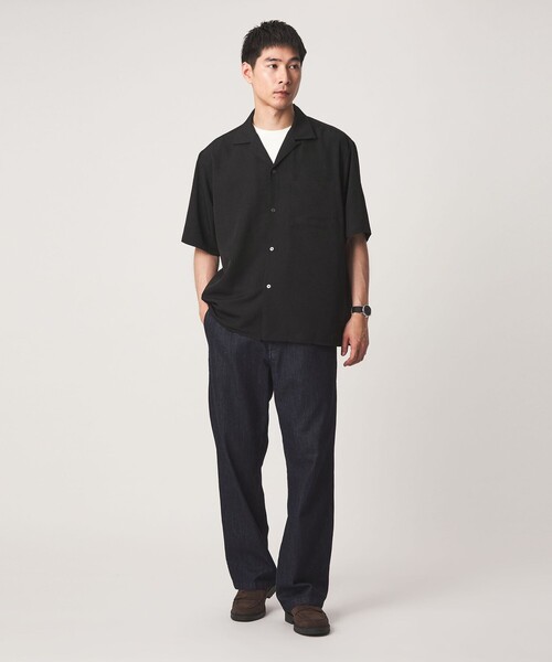 green label relaxing（グリーンレーベルリラクシング）の「スラブ オープンカラー 半袖 シャツ（シャツ/ブラウス・メンズ・ブラック/モカ/ナチュラル・L/XL/S/M）」の9枚目の写真