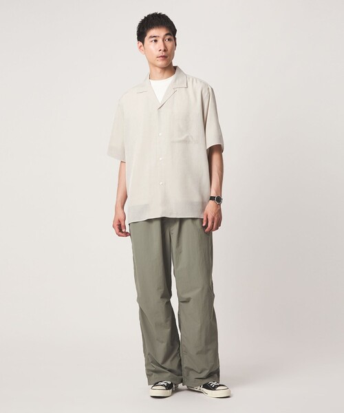 green label relaxing（グリーンレーベルリラクシング）の「スラブ オープンカラー 半袖 シャツ（シャツ/ブラウス・メンズ・ブラック/モカ/ナチュラル・L/XL/S/M）」の10枚目の写真