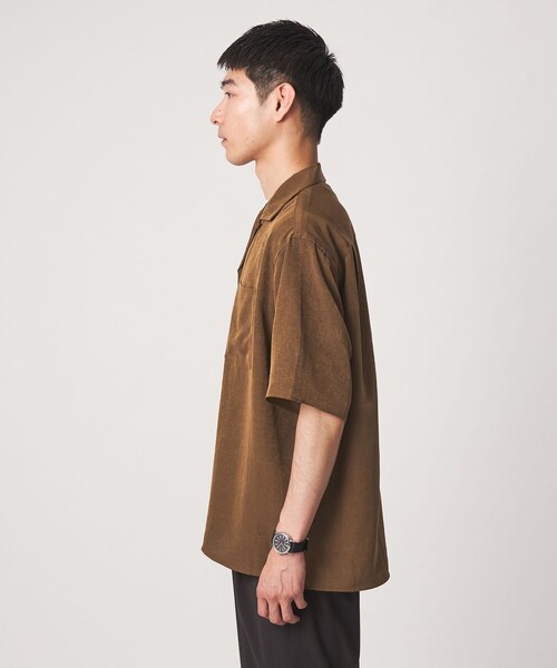 green label relaxing（グリーンレーベルリラクシング）の「スラブ オープンカラー 半袖 シャツ（シャツ/ブラウス・メンズ・ブラック/モカ/ナチュラル・L/XL/S/M）」の12枚目の写真