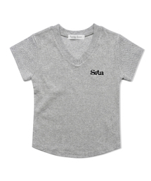 刺繍ロゴVネック半袖Tシャツ2色