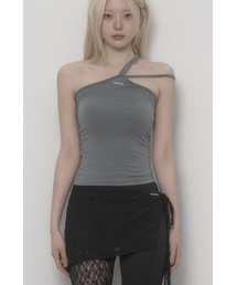 Halter Strap Basic Sleeveless Top (Gray)
