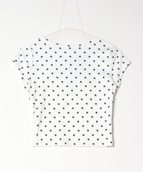 gossip!ロサンゼルス(ゴシップロサンゼルス)の「【Y2Kガーリー】 半袖 ドット柄 ヘンリーネック カットソー タイト(Tシャツ/カットソー・レディース・ドット・M)」の2枚目の写真