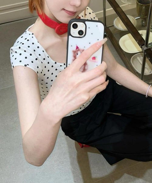 gossip!ロサンゼルス(ゴシップロサンゼルス)の「【Y2Kガーリー】 半袖 ドット柄 ヘンリーネック カットソー タイト(Tシャツ/カットソー・レディース・ドット・M)」の16枚目の写真