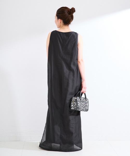 B.C STOCK(ベーセーストック)の「《2枚セット》《S/Mサイズ展開》接触冷感/シアー&ソリッドタンクワンピセット(ワンピース・レディース・ブラック/アイボリー・MEDIUM/SMALL)」の5枚目の写真