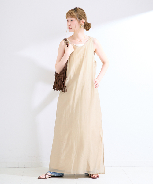 B.C STOCK(ベーセーストック)の「《2枚セット》《S/Mサイズ展開》接触冷感/シアー&ソリッドタンクワンピセット(ワンピース・レディース・ブラック/アイボリー・MEDIUM/SMALL)」の10枚目の写真