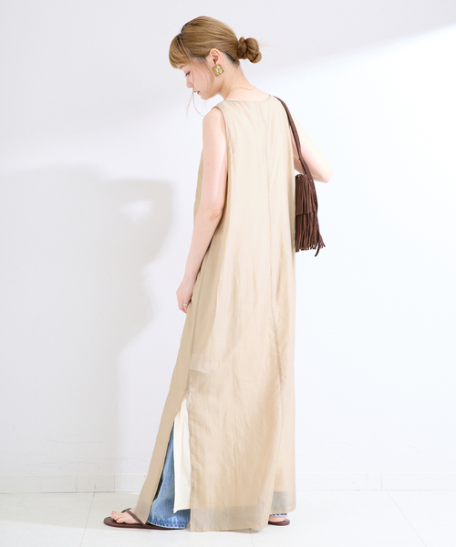 B.C STOCK(ベーセーストック)の「《2枚セット》《S/Mサイズ展開》接触冷感/シアー&ソリッドタンクワンピセット(ワンピース・レディース・ブラック/アイボリー・MEDIUM/SMALL)」の11枚目の写真