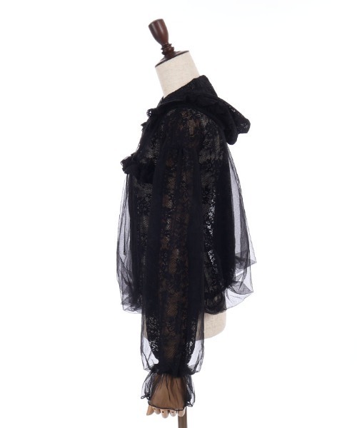 axes femme POETIQUE(アクシーズファムポエティック)の「チュール×レースパーカー(カーディガン/ボレロ・レディース・ホワイト/ブラック・MEDIUM)」の15枚目の写真