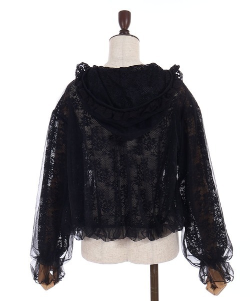 axes femme POETIQUE(アクシーズファムポエティック)の「チュール×レースパーカー(カーディガン/ボレロ・レディース・ホワイト/ブラック・MEDIUM)」の16枚目の写真