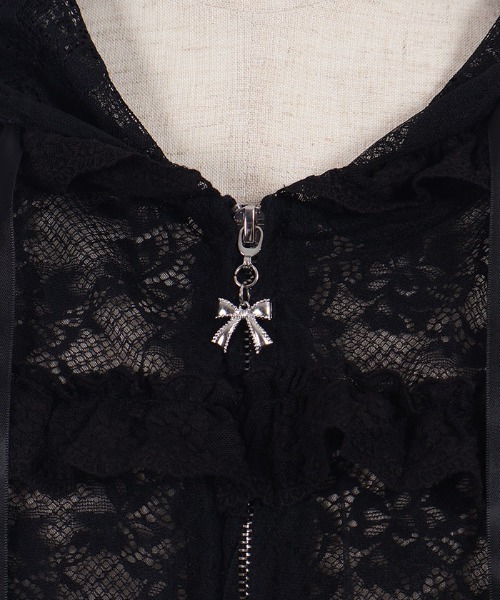 axes femme POETIQUE(アクシーズファムポエティック)の「チュール×レースパーカー(カーディガン/ボレロ・レディース・ホワイト/ブラック・MEDIUM)」の17枚目の写真