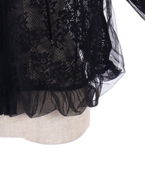 axes femme POETIQUE(アクシーズファムポエティック)の「チュール×レースパーカー(カーディガン/ボレロ・レディース・ホワイト/ブラック・MEDIUM)」の18枚目の写真