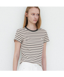 STRIPE SEMI CROP SLIM TEE (T-7163)