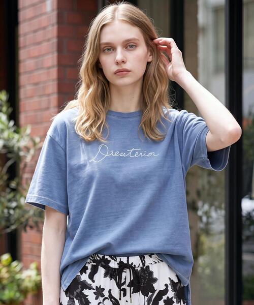 DRESSTERIOR(ドレステリア)の「インディゴ天竺ロゴTシャツ(Tシャツ/カットソー・レディース・チャコールグレー/サックスブルー・36/38/34)」の2枚目の写真