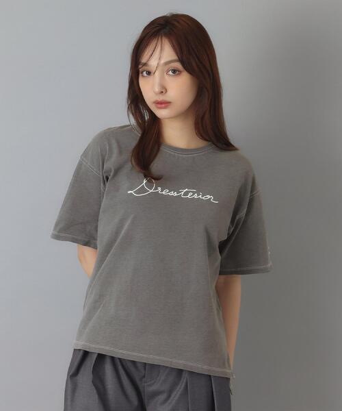 DRESSTERIOR(ドレステリア)の「インディゴ天竺ロゴTシャツ(Tシャツ/カットソー・レディース・チャコールグレー/サックスブルー・36/38/34)」の12枚目の写真
