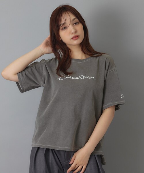 DRESSTERIOR(ドレステリア)の「インディゴ天竺ロゴTシャツ(Tシャツ/カットソー・レディース・チャコールグレー/サックスブルー・36/38/34)」の13枚目の写真