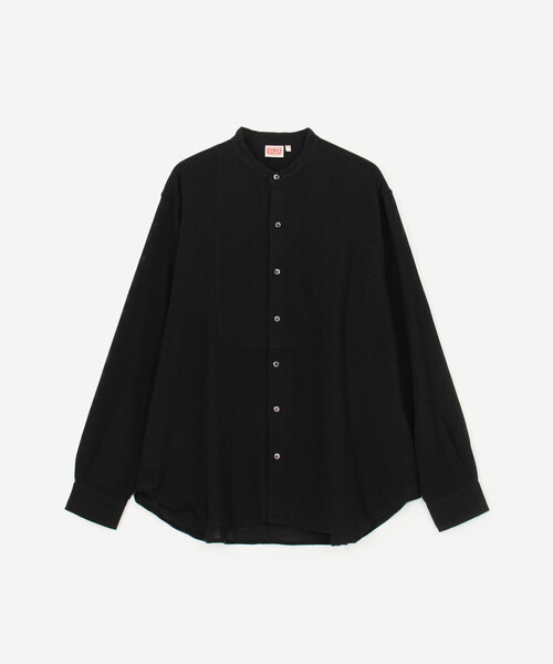 Bshop(ビショップ)の「INDIA INDUSTRY | コットンメッシュ バンドカラーブザムシャツ MEN(シャツ/ブラウス・メンズ・ブラック/ダークブラウン・3/4)」の1枚目の写真