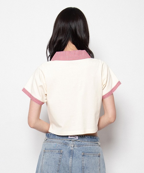 PUNYUS(プニュズ)の「フェイクレイヤードポロシャツ(Tシャツ/カットソー・レディース・ネイビー/グレー/アイボリー・1/2/3/4/5)」の9枚目の写真