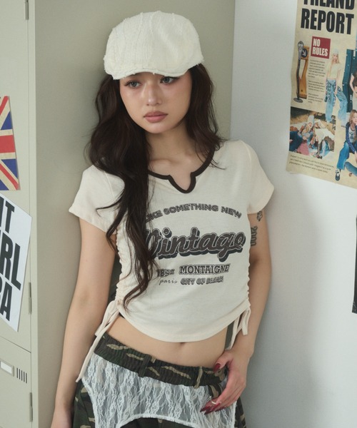 dispark(ディスパーク)の「DISPARK/キーネックサイドドロストT(Tシャツ/カットソー・レディース・アイボリー/ブラック/カーキ・FREE)」の10枚目の写真