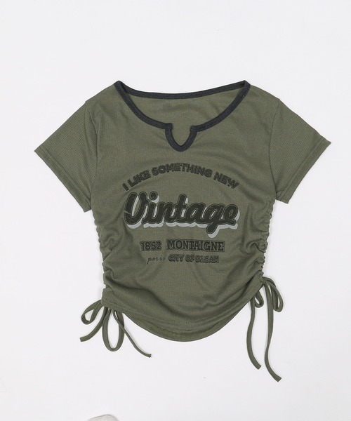 dispark(ディスパーク)の「DISPARK/キーネックサイドドロストT(Tシャツ/カットソー・レディース・アイボリー/ブラック/カーキ・FREE)」の20枚目の写真