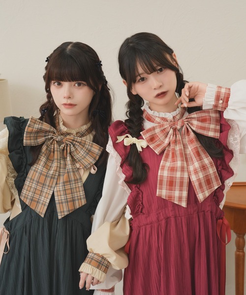 kutir（クティール）の「【クティールとレトロ】2wayチェックリボンブラウス（シャツ/ブラウス・レディース・ベージュ/オフホワイト/ホワイト・FREE）」の4枚目の写真