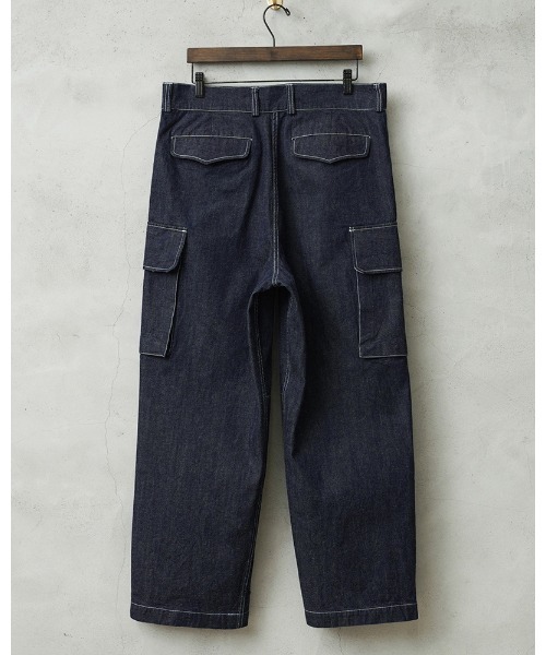WAIPER.inc（ワイパーインク）の「WAIPER.inc フランス軍 M-47 カーゴパンツ KURABO DENIM【WP1170】（デニムパンツ・メンズ・ネイビー×ホワイト/ネイビー系・25/24）」の4枚目の写真