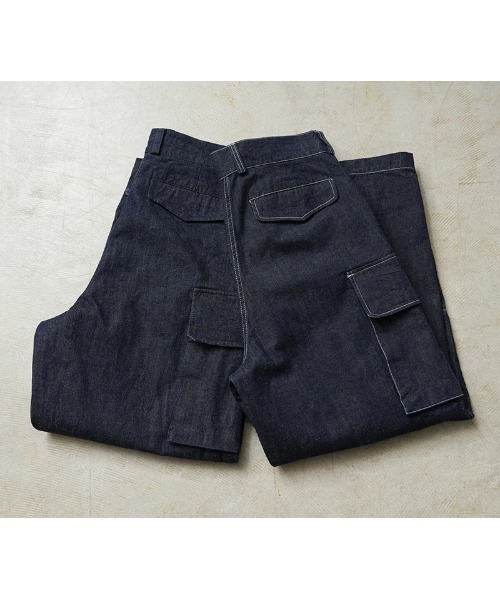 WAIPER.inc（ワイパーインク）の「WAIPER.inc フランス軍 M-47 カーゴパンツ KURABO DENIM【WP1170】（デニムパンツ・メンズ・ネイビー×ホワイト/ネイビー系・25/24）」の7枚目の写真