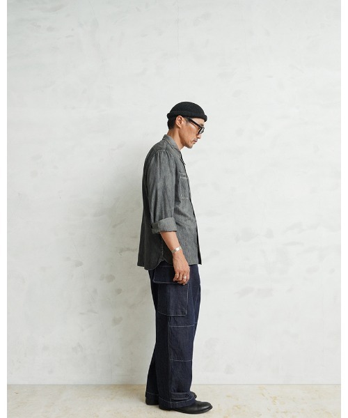 WAIPER.inc（ワイパーインク）の「WAIPER.inc フランス軍 M-47 カーゴパンツ KURABO DENIM【WP1170】（デニムパンツ・メンズ・ネイビー×ホワイト/ネイビー系・25/24）」の16枚目の写真
