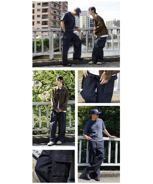 WAIPER.inc（ワイパーインク）の「WAIPER.inc フランス軍 M-47 カーゴパンツ KURABO DENIM【WP1170】（デニムパンツ・メンズ・ネイビー×ホワイト/ネイビー系・25/24）」の11枚目の写真