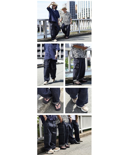 WAIPER.inc（ワイパーインク）の「WAIPER.inc フランス軍 M-47 カーゴパンツ KURABO DENIM【WP1170】（デニムパンツ・メンズ・ネイビー×ホワイト/ネイビー系・25/24）」の13枚目の写真