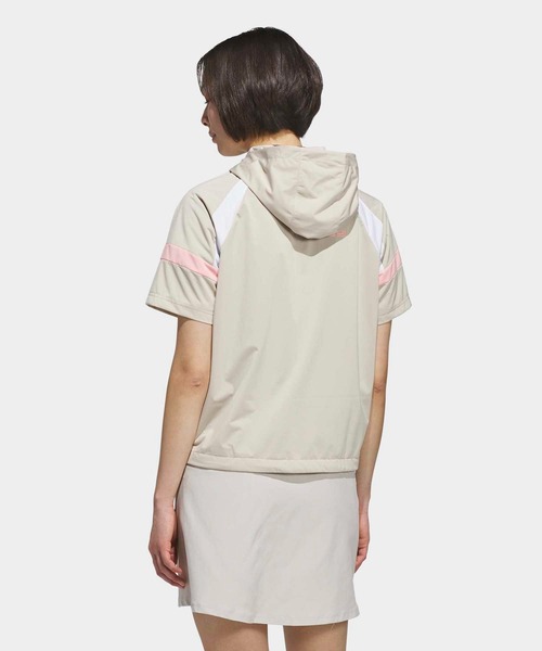 adidas（アディダス）の「ハーフジップ フード付きアノラックジャケット 半袖 / ハーフジップ【adidas Golf/アディダスゴルフ】（ブルゾン・レディース・ベージュ・XX-LARGE/LARGE/MEDIUM/SMALL/X-LARGE/X-SMALL）」の2枚目の写真
